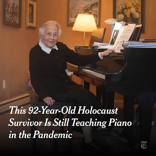 <p>According to the <a href="https://www.nytimes.com/2020/05/15/us/virus-piano-lessons.html" rel="nofollow noopener" target="_blank" data-ylk="slk:New York Times" class="link rapid-noclick-resp">New York Times</a>, a 92-year-old Holocaust survivor Dr Cornelia Vertenstein taught piano to students from her home in Denver. The music teacher delivered the lessons via FaceTime from her iPad.</p><p>'It helped me know more about my students — what kind of life they have,' Vertenstein told the newspaper. 'It’s not much, just one room, but it is illuminating to me because I know where they come from. I know a little bit better who they are.'</p><p><a href="https://www.instagram.com/p/CAOoukKDaM0/" rel="nofollow noopener" target="_blank" data-ylk="slk:See the original post on Instagram" class="link rapid-noclick-resp">See the original post on Instagram</a></p>