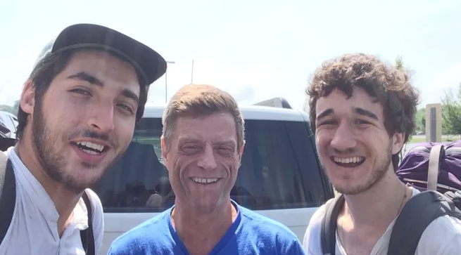 Steve Doherty, member of the Appalachian Trail Angels, with two hikers in 2014. "The AT hikers just graduated from NYU Tisch School and were hiking in the southbound direction," said Doherty. "I invited them to stay at my house, wash their clothes, take showers and have a couple of meals in exchange for setting up a new smart TV that was confounding me. They had it set up in 10 minutes."