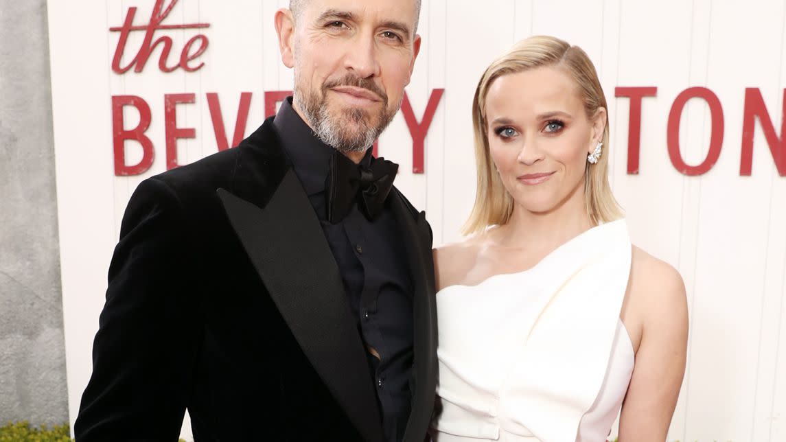 Jim Toth and Reese Witherspoon arrive to the 77th Annual Golden Globe Awards held at the Beverly Hilton Hotel on January 5, 2020