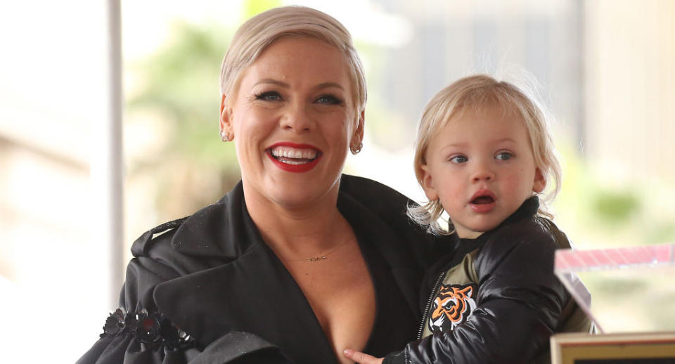 Singer Pink and her son Jameson are on the mend after testing positive for COVID-19. (Photo by Michael Tran/FilmMagic)