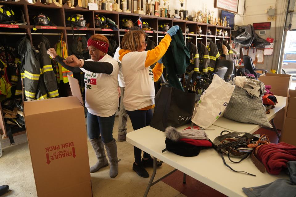 Donations to aid the victims of the earthquakes in Turkey and Syria were collected at a firehouse in Prospect Park, NJ on February 11, 2023.