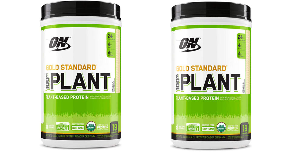 Optimum Nutrition Gold Standard 100% Plant Based Protein Powder is 31 percent off. (Photo: Amazon)