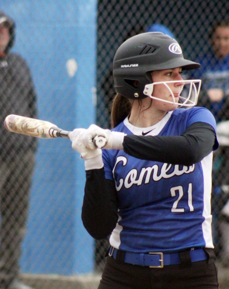 Mackinaw City's Julia Sullivan stands in the batter's box waiting on pitch against Pickford.