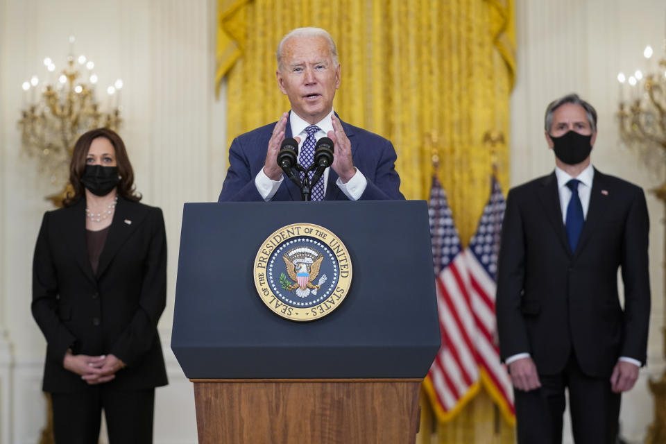 Kamala Harris, Joe Biden and Antony Blinken