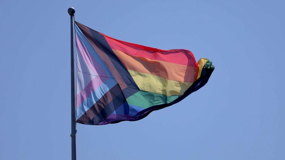 PHOTO: A Pride flag waves before the game between the Seattle Sounders and the Portland Timbers at Lumen Field on June 3, 2023 in Seattle. (Steph Chambers/Getty Images, FILE)