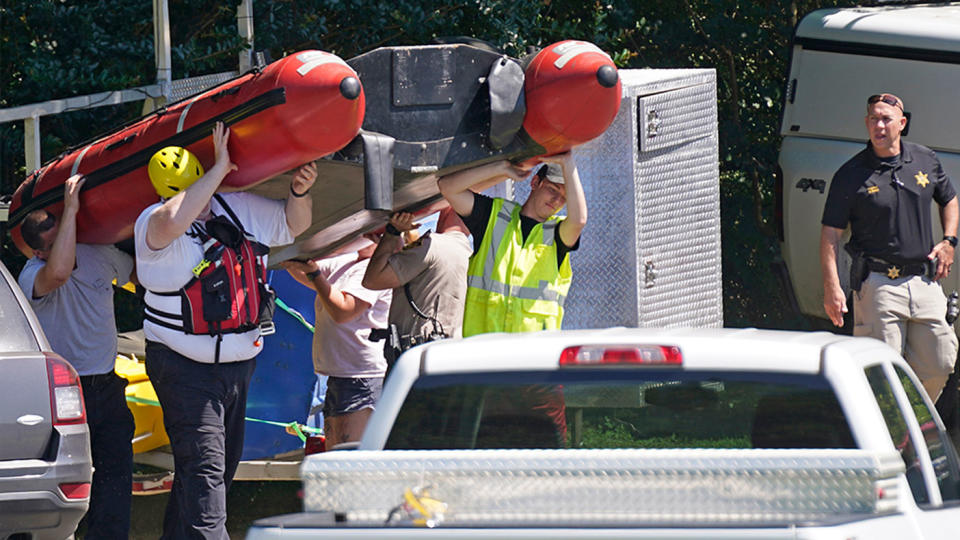 The search for two missing tubers continues after three others were found dead and four more were pulled from the water after the group went over a 2.5 metre high dam. Source:  AP