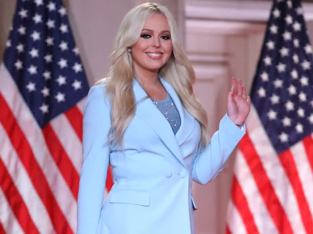 <p>Chip Somodevilla/Getty</p> Tiffany Trump walks on stage before pre-recording her address to the Republican National Convention on August 25, 2020 in Washington, DC.