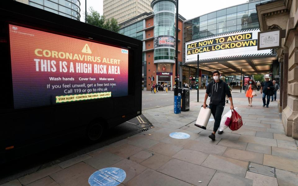 Coronavirus public information messages in Manchester on Tuesday