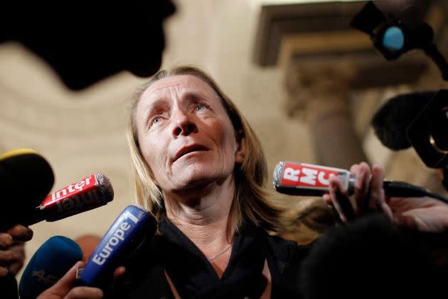 Isabelle Demongeot en novembre 2012, lors de la première condamnation de Régis de Camaret (Photo: AP Photo/Laurent Cipriani)