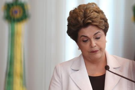 Brazil's suspended President Dilma Rousseff reads a letter to the country in Alvorada Palace in Brasilia, Brazil, August 16, 2016. REUTERS/Adriano Machado