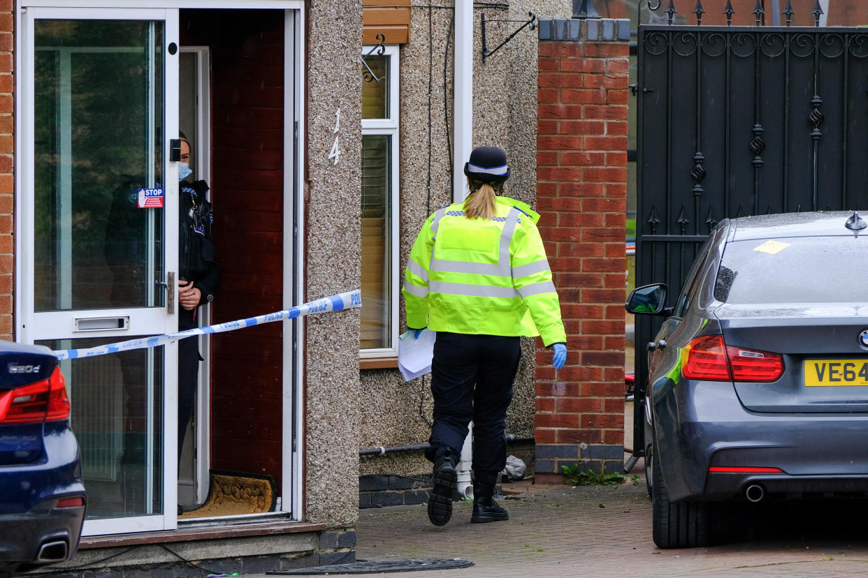 The scene in Treviscoe Close in Exhall near Coventry where police are investigating the death of a man. (SWNS)