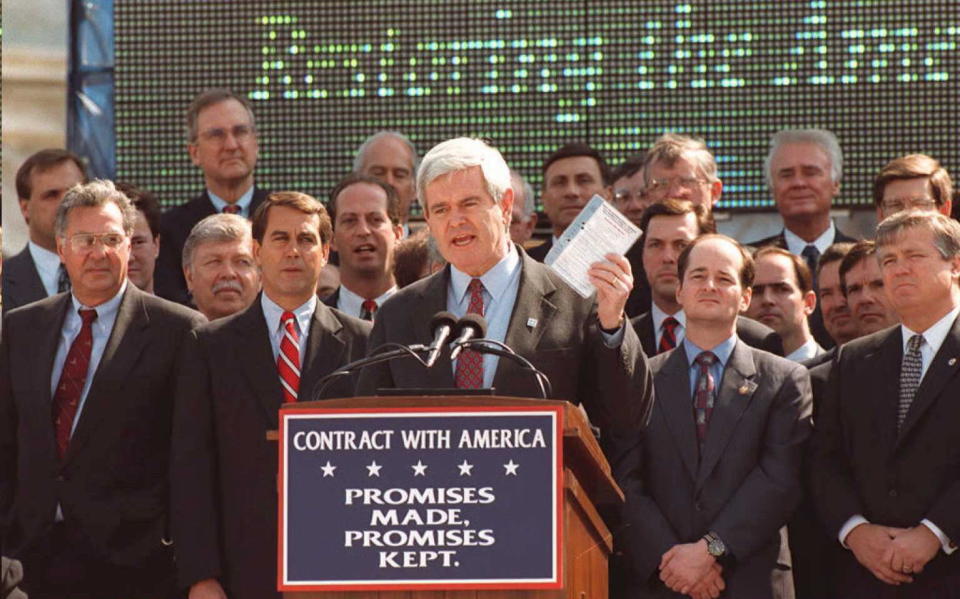 Former Speaker of the House Newt Gingrich (R-Ga.) dramatically cut Congress' budget when he took office in 1995. (Photo: RICHARD ELLIS via Getty Images)