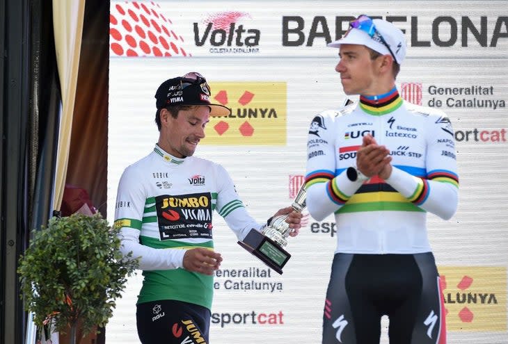 <span class="article__caption">Roglic and Evenepoel squared off at the Volta a Catalunya. (Photo by Josep LAGO / AFP) (Photo by JOSEP LAGO/AFP via Getty Images)</span>