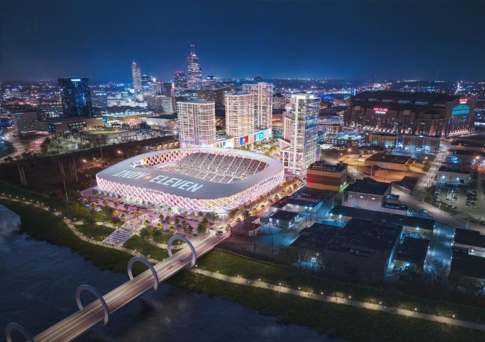 A rendering of the new Indy Eleven stadium, part of the over $1 billion Eleven Park development.