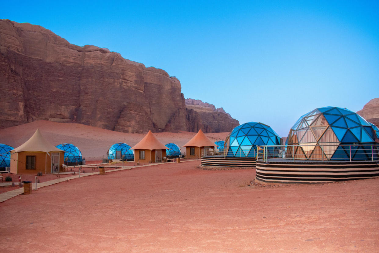 glamping tents in the desert