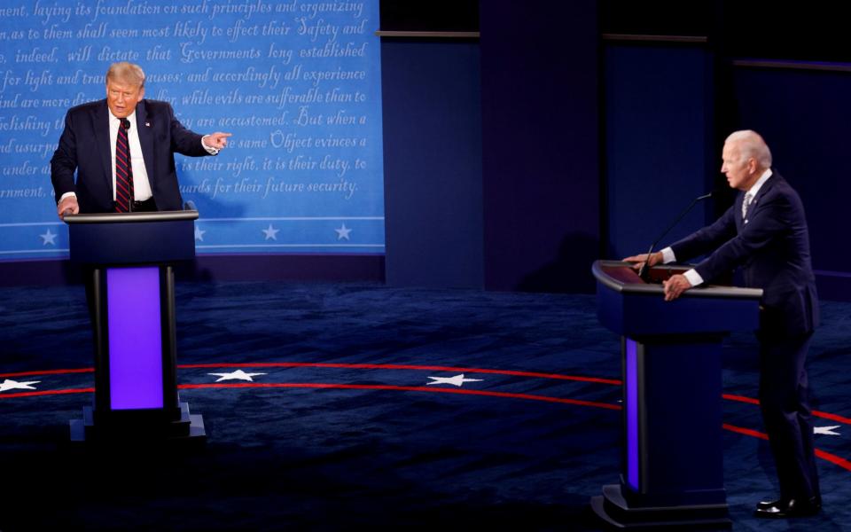 Donald Trump and Joe Biden in their first 2020 election debate - Brian Snyder/Reuters