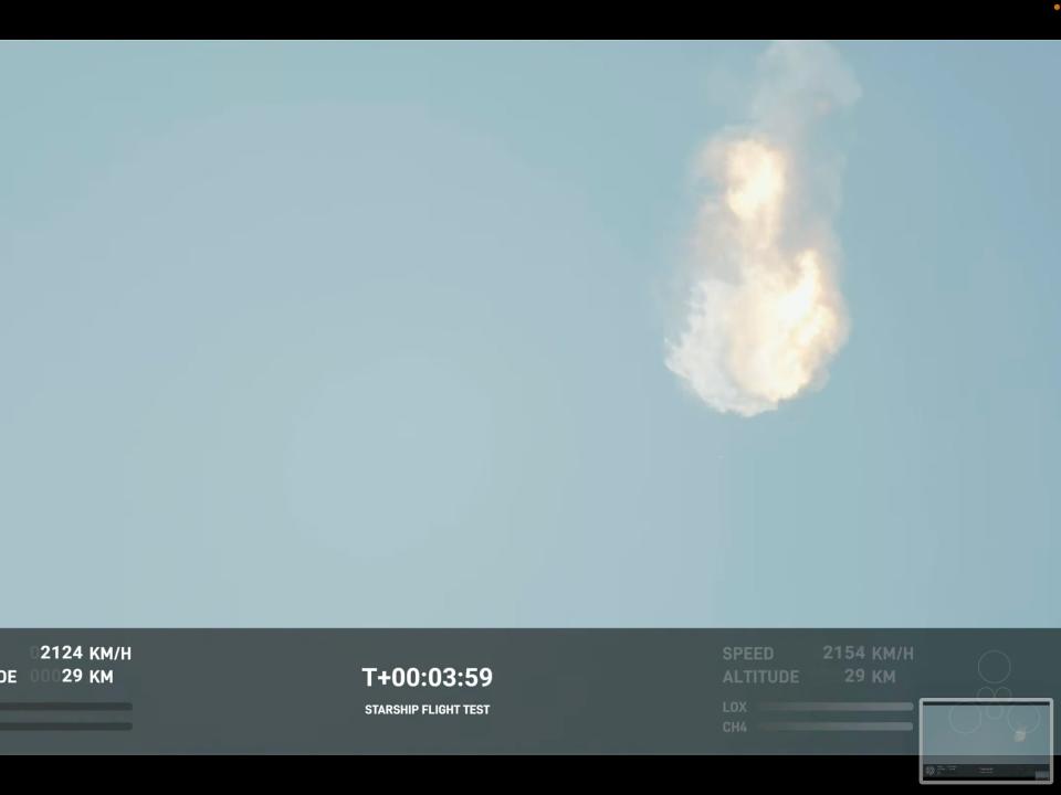 Picture shows a fireball in the sky caused by the explosion of SpaceX's Starship