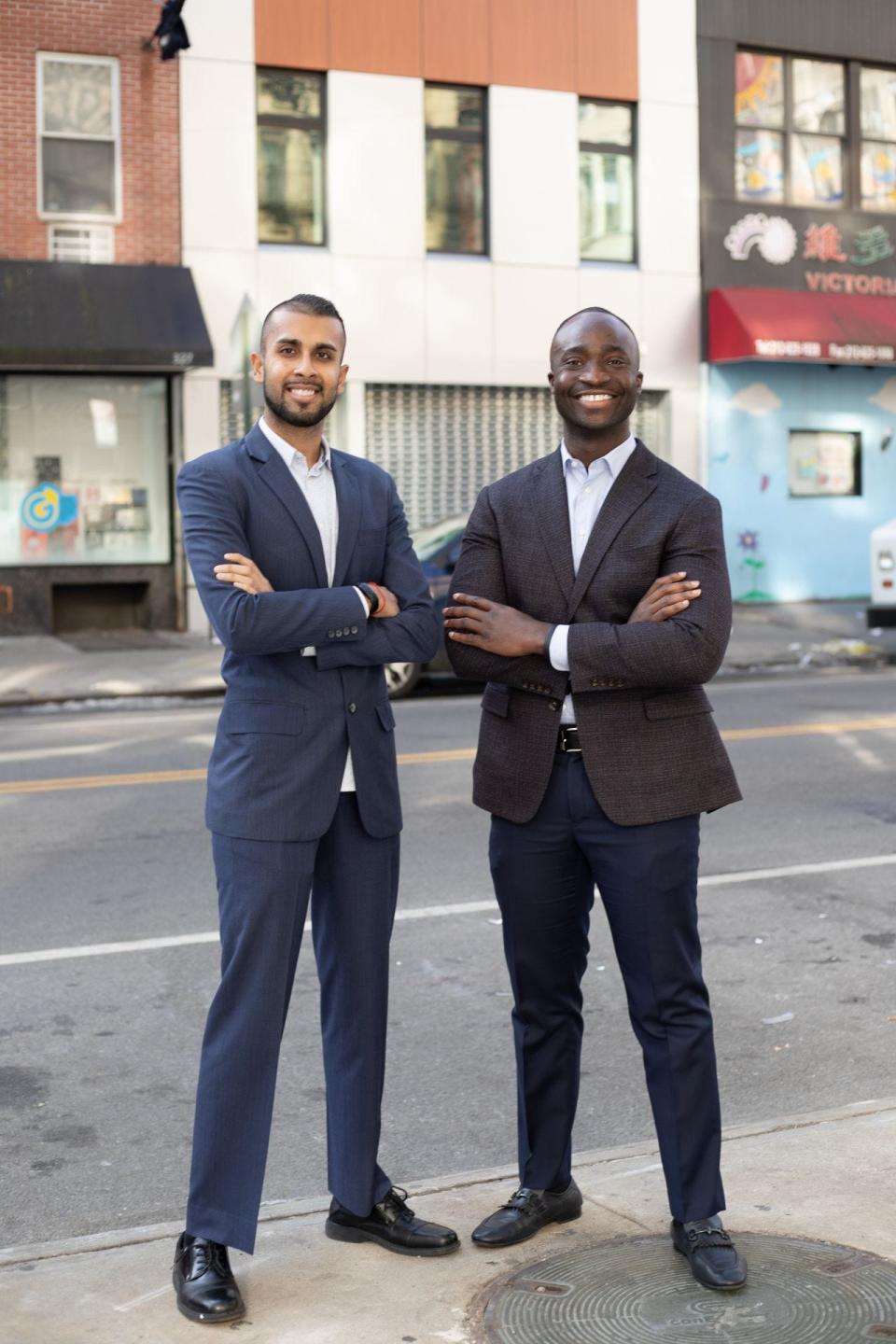 Samir Goel, left,  co-founded Esusu with Wemimo Abbey.