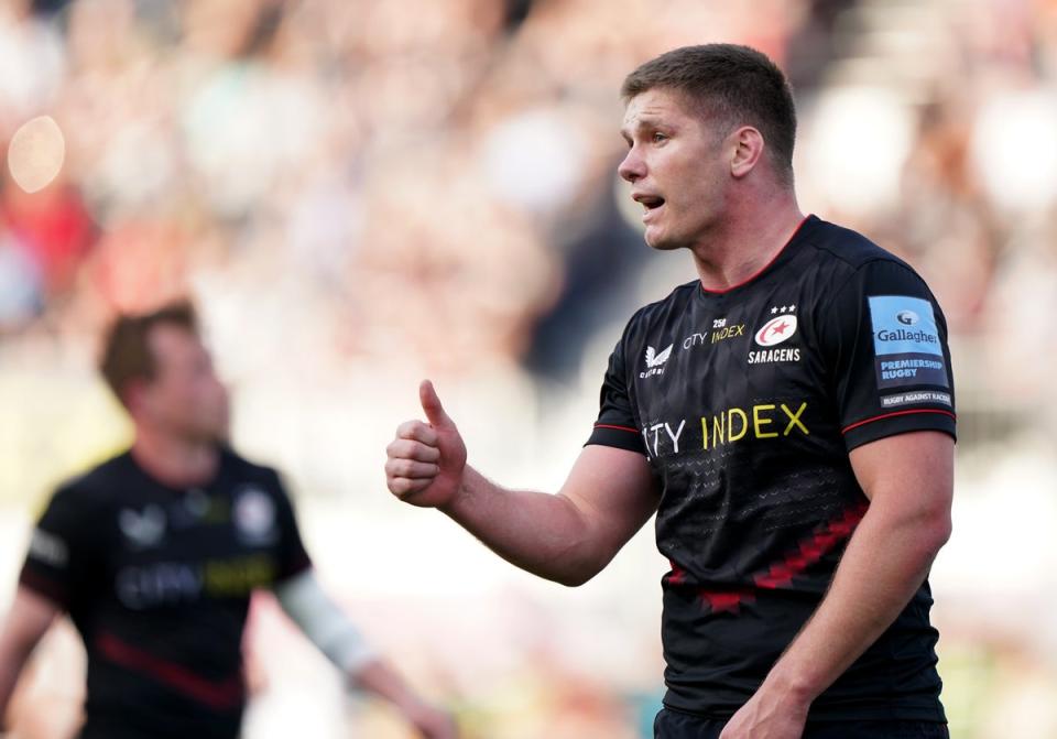 Owen Farrell helped Saracens reach the Gallagher Premiership final at the expense of Harlequins (Joe Giddens/PA) (PA Wire)