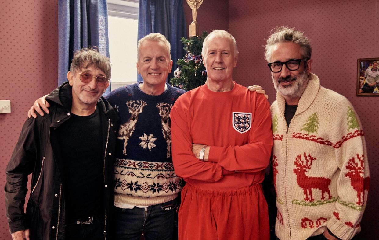 Ian Broudie, Frank Skinner, 66 hero Geoff Hurst and David Baddiel (Picture: Joe Magowan)