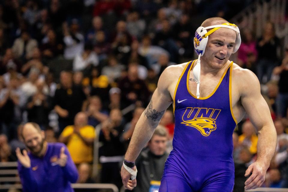 Northern Iowa's Parker Keckeisen finished an undefeated season Saturday by beating Oklahoma State's Dustin Plott in the 184-pound final at the NCAA Championships in Kansas City.