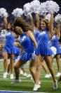 <p>Detroit Lions cheerleaders perform against the Minnesota Vikings during an NFL football game, Thursday, Nov. 24, 2016 in Detroit. (AP Photo/Rick Osentoski) </p>