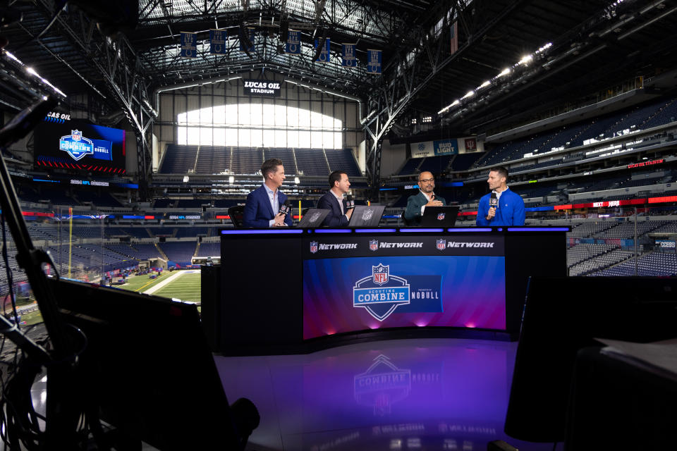 INDIANAPOLIS, INDIANA - FEBRUARY 28:The NFL Network set for the NFL Combine at Lucas Oil Stadium on February 28, 2024 in Indianapolis, Indiana. (Photo by Kara Durrette/Getty Images)