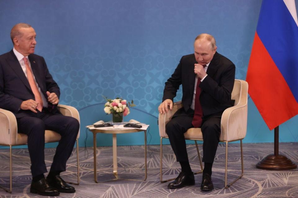 Tayyip Erdoğan und Wladimir Putin trafen sich am Mittwoch in Kasachstan. - Copyright: Getty Images