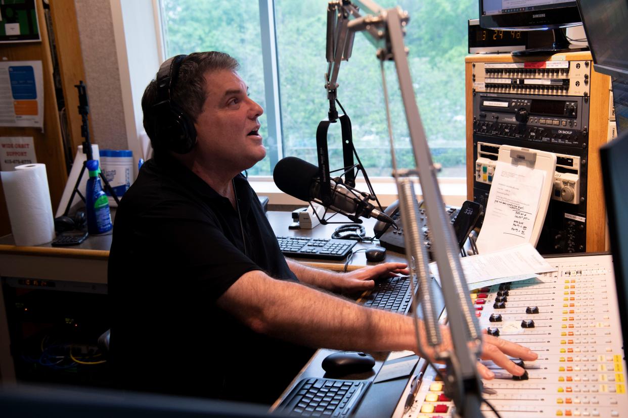 Doug Griffin broadcasts April 19, 2024, during his regular afternoon shift with Jayme Summers on 94FM The Fish in Nashville