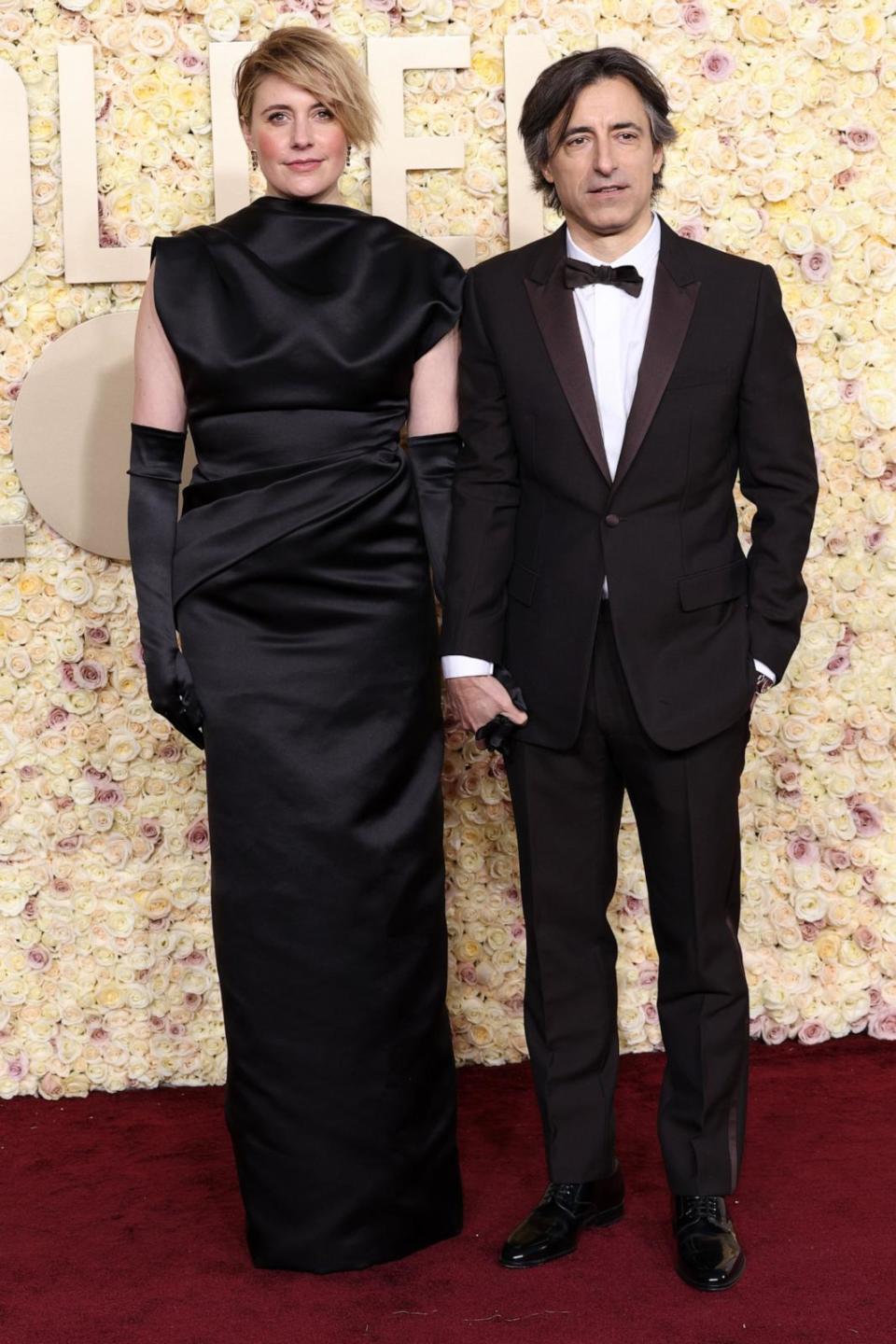 PHOTO: Greta Gerwig and Noah Baumbach attend the 81st Annual Golden Globe Awards at The Beverly Hilton on Jan. 7, 2024 in Beverly Hills. (Kevin Mazur/Getty Images)
