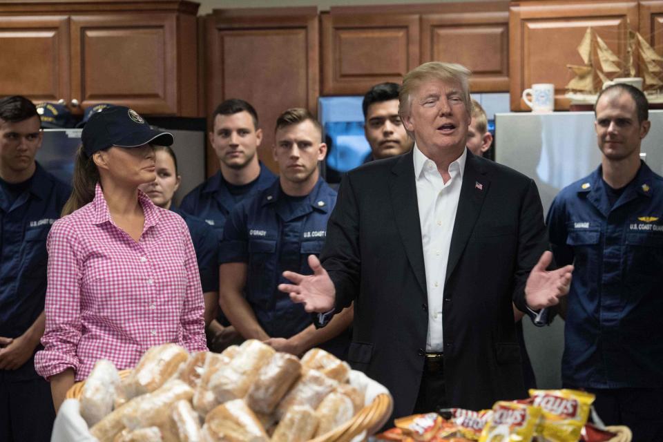 Donald Trump and Melania visit members of the US Coast Guard on Thanksgiving: AFP/Getty Images