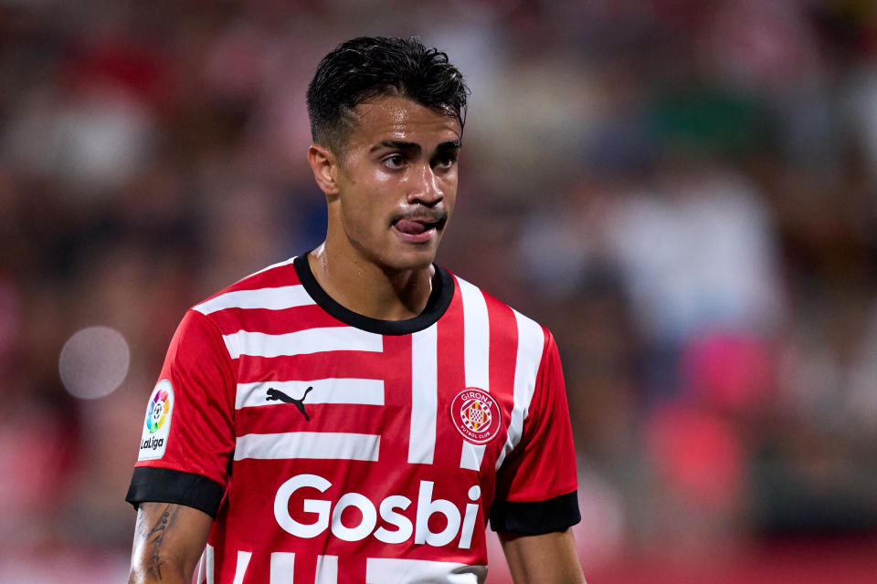 GIRONA, SPAIN - AUGUST 22: Reinier Jesus of Girona FC looks on during the LaLiga Santander match between Girona FC and Getafe CF at Montilivi Stadium on August 22, 2022 in Girona, Spain. (Photo by Alex Caparros/Getty Images)