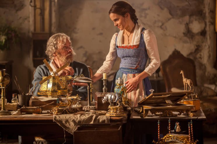 BEAUTY AND THE BEAST, from left: Kevin Kline, Emma Watson, 2017. (Photo: Walt Disney Pictures /Everett Collection)