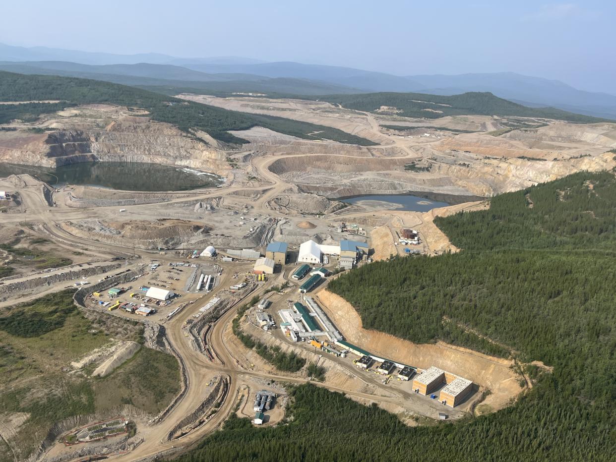 An aerial view of the Minto mine site in the Yukon in July 2023. The mine's previous owner, Minto Metals Corp., suddenly pulled up stakes in May. The Yukon government then took over managing the site which is now for sale. (Government of Yukon - image credit)