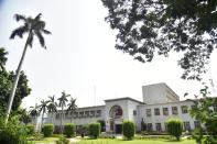 A view of the Aligarh Muslim University (AMU) in Aligarh, India, Saturday, June 12, 2021. Within just one month, the official Facebook page of AMU, one of the topmost in India, published about two dozen obituaries of its teachers, all lost to the pandemic. Across the country, the deaths of educators during the devastating surge in April and May have left students and staff members grief-stricken and close-knit university communities shaken. (AP Photo/Manoj Aligadi)