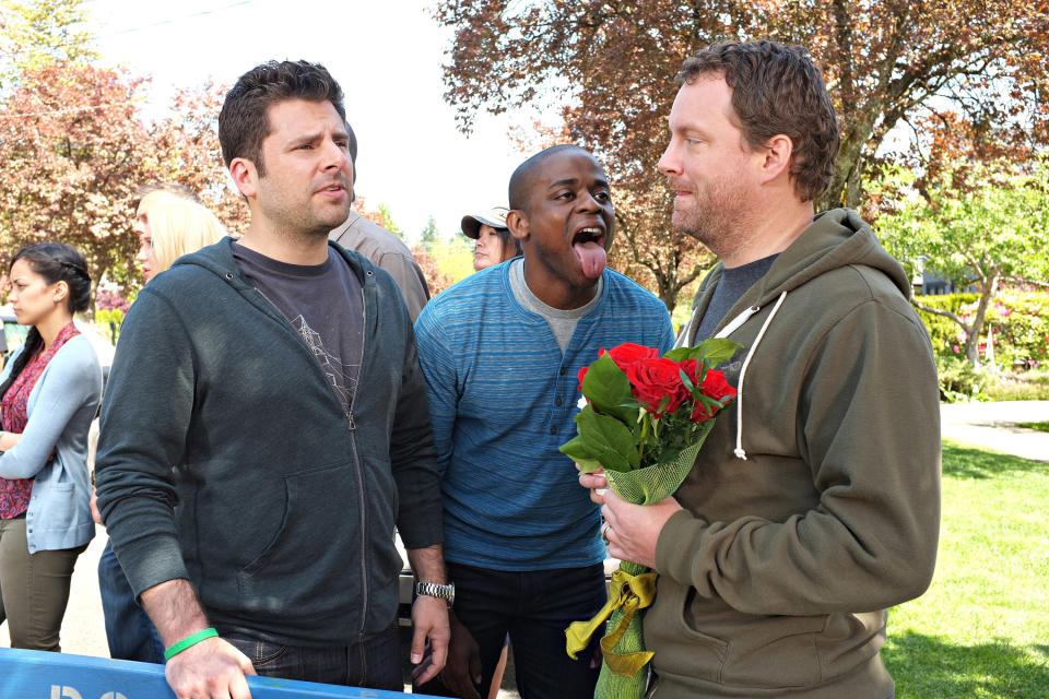 James Roday and Dulé Hill as Shawn and Gus in 'SEIZE the Day' (Season 8, Episode 2)