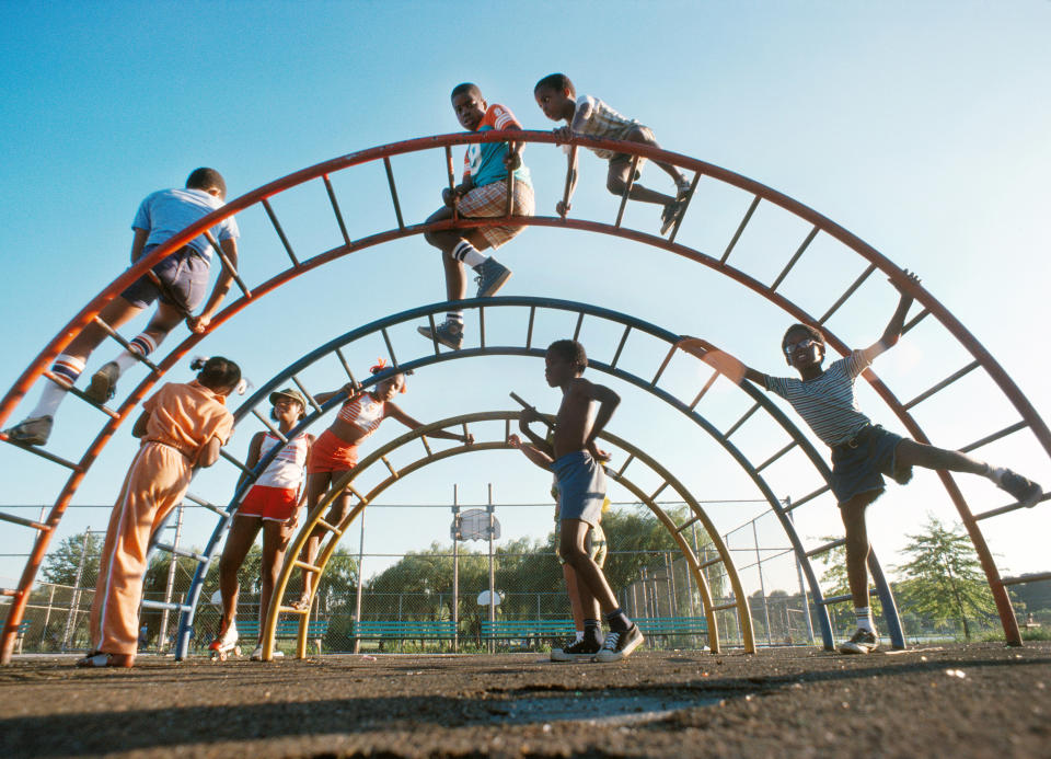 <p>Kids on jungle gym. (Photograph by Gary Settle/NYC Parks Photo Archive/Caters News) </p>