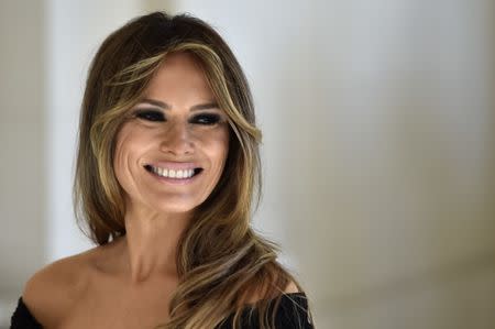 U.S. first lady Melania Trump arrive for a group picture at the Royal Castle of Laeken in Brussels, May 25, 2017. REUTERS/Hannah Mckay