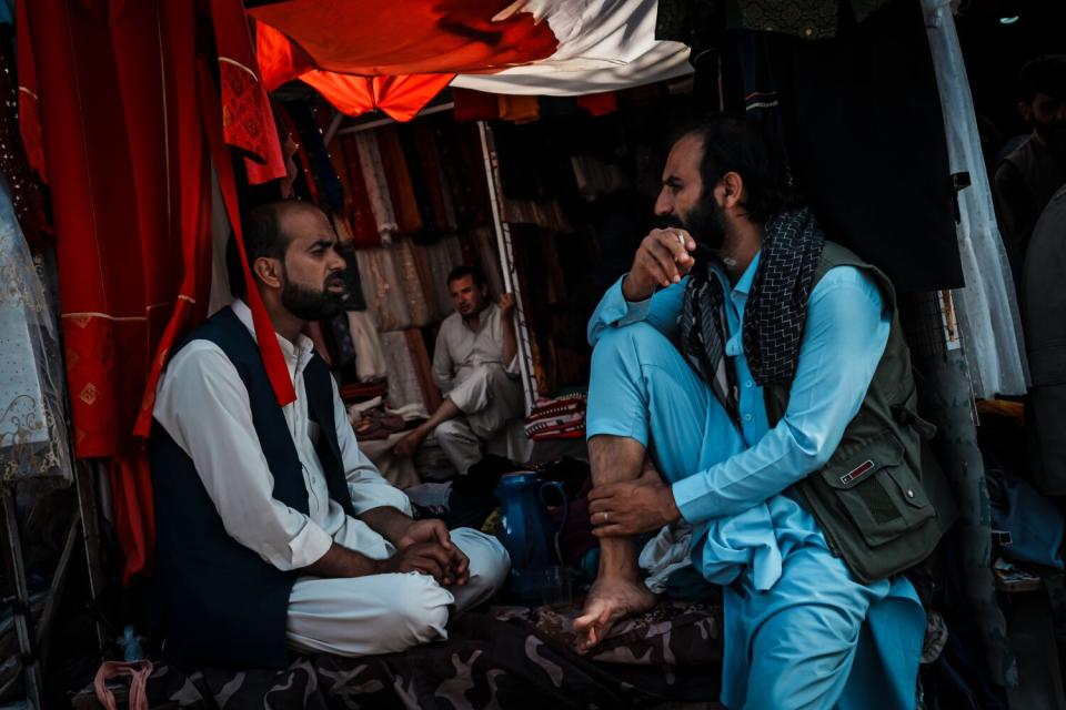 Market vendors hanging out