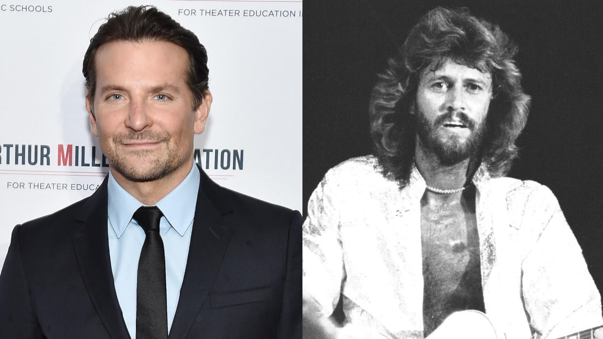 Bradley Cooper is in talks to play Bee Gees member Barry Gibb. (Credit: Steven Ferdman/Getty Images/Chris Walter/WireImage)