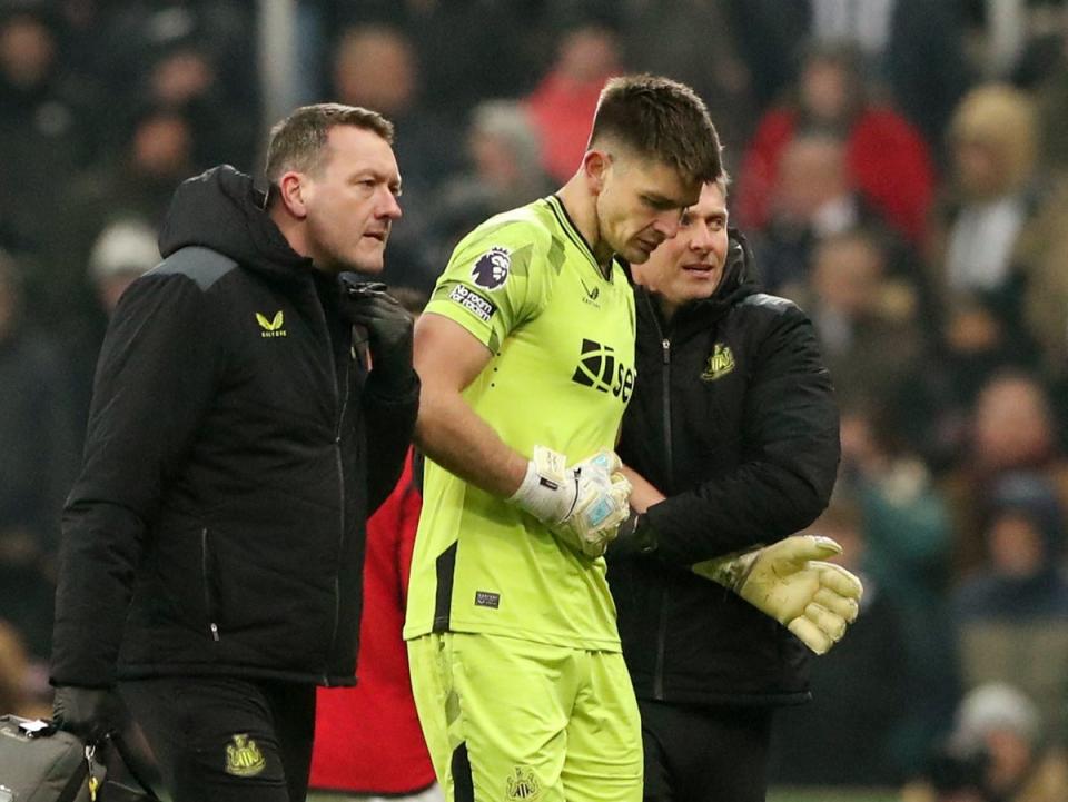 Nick Pope was forced off, adding to Newcastle’s injury woes (Reuters)