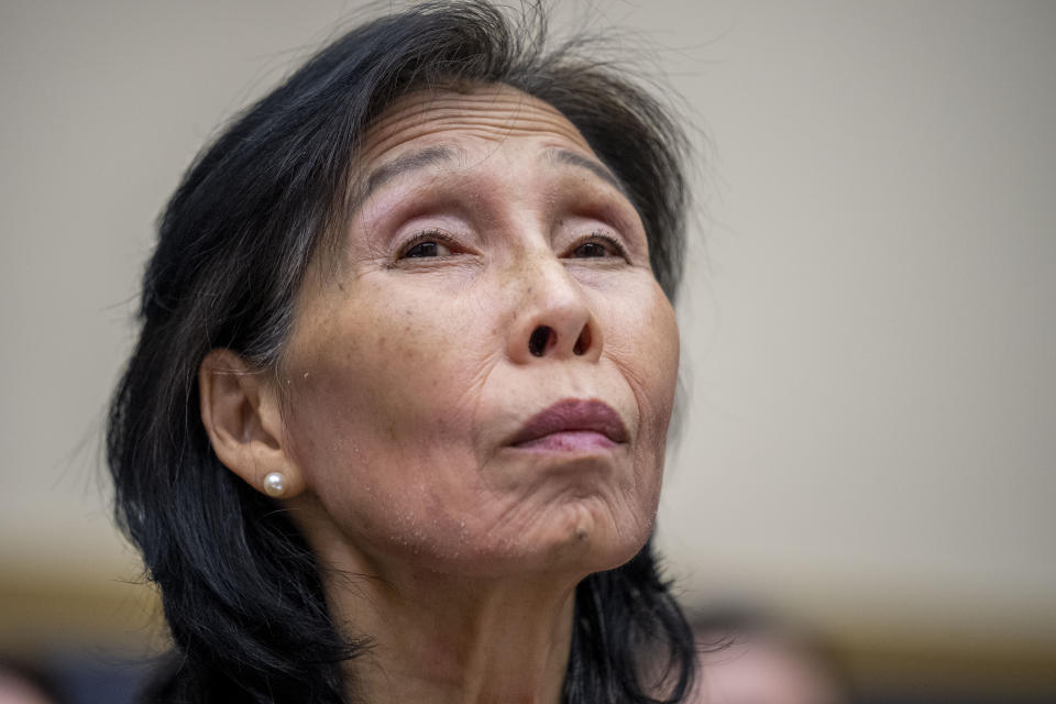 Treasury Department Under Secretary for Domestic Finance Nellie Liang appears at a House Financial Services Committee hearing on recent bank failures, on Capitol Hill, Wednesday, March 29, 2023, in Washington. (AP Photo/Andrew Harnik)