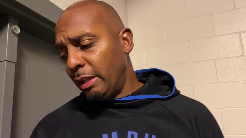 Memphis basketball coach Penny Hardaway speaks to reporters after Wednesday's loss at Georgia.