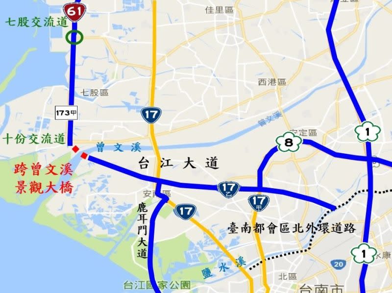 ▲台61線西濱快速公路路線圖（圖／台南市政府提供）