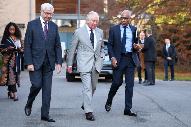 The Prince of Wales with Vice-Chancellor of the University of Cambridge, Professor Stephen J Toope (left)