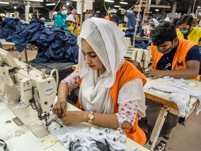 Women manufacturing clothes in Bangladesh.