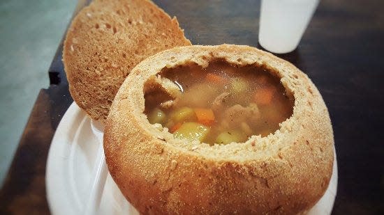 Iceland's traditional lamb soup, served in a bread bowl.