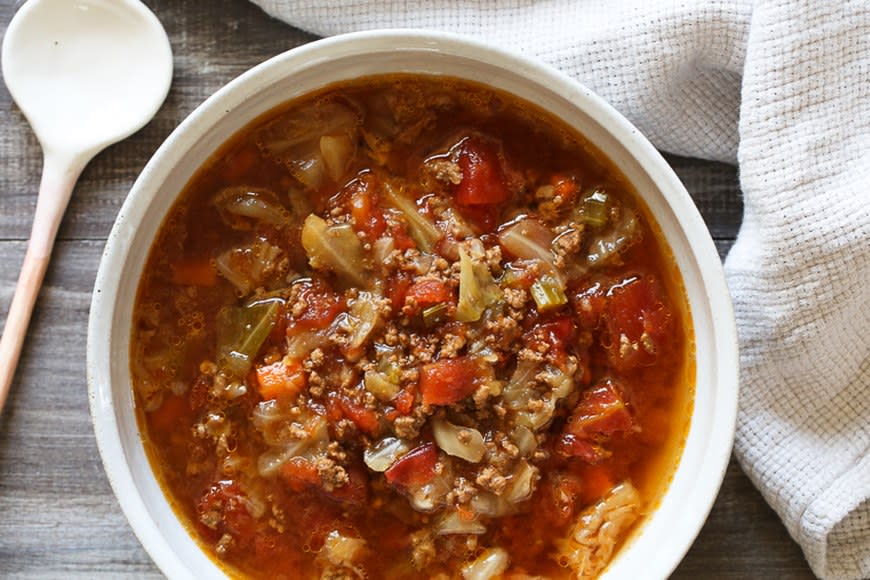Chunky Beef, Cabbage, and Tomato Soup from Skinny Taste