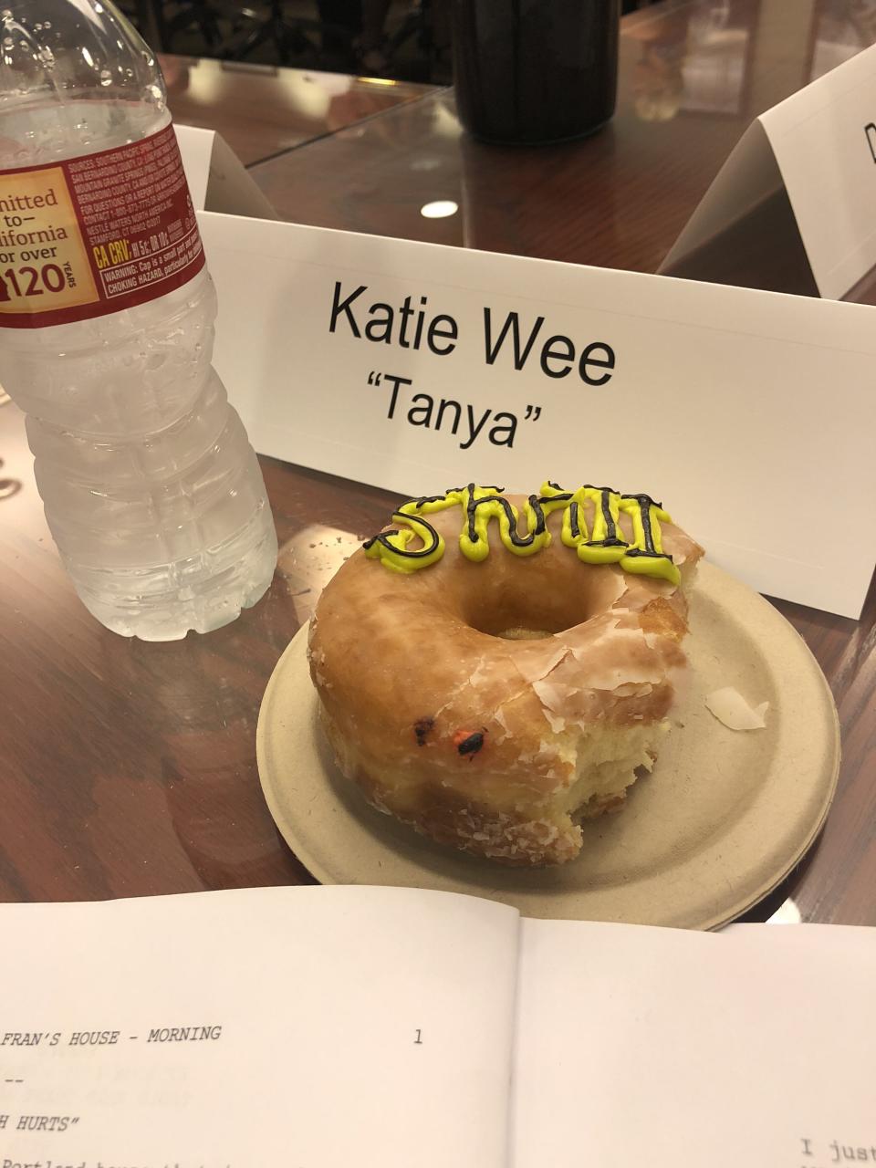 My place at the table during the table read. (Photo: Courtesy of Katie Wee)
