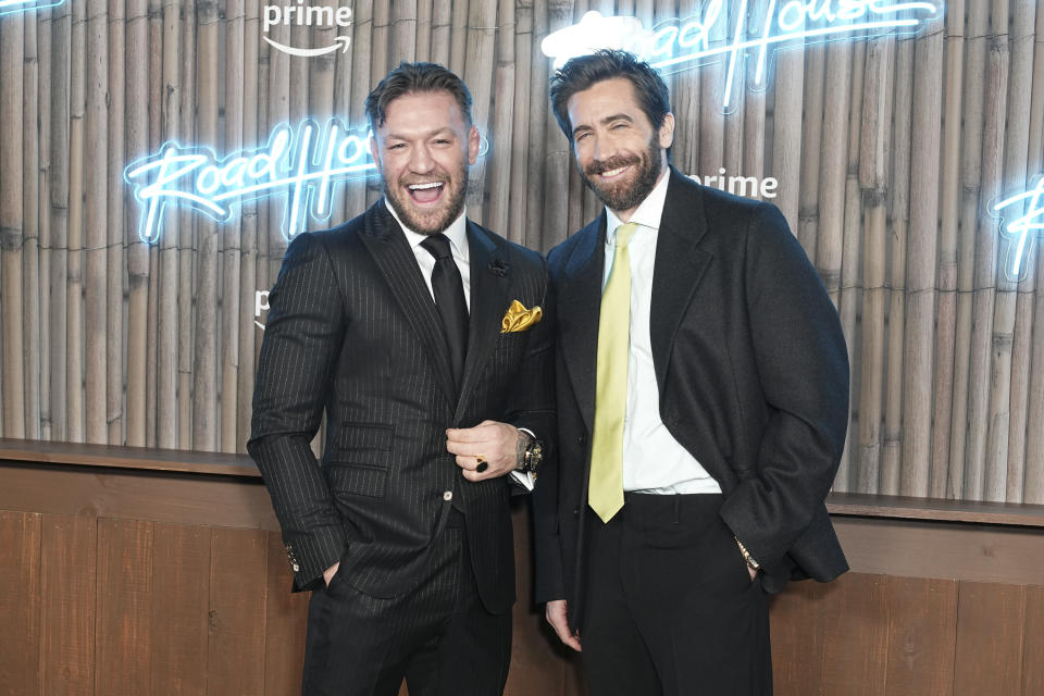 Conor McGregor and Jake Gyllenhaal at the New York premiere of "Road House" held at Jazz at Lincoln Center on March 19, 2024 in New York City. (Photo by John Nacion/Variety via Getty Images)